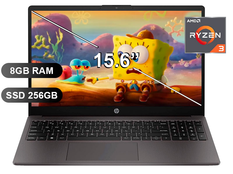 LAPTOP HP 255 G10 RYZEN 3-7320U/ 8GB/ SSD256GB/ FREE/ 15.6/ A9BS1LT