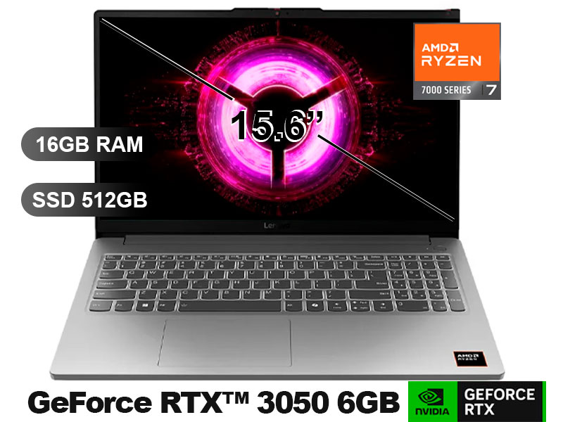 LAPTOP LENOVO LOQ 15ARP10E Ryzen7-7735HS/ 16GB/ SSD512GB 2242/ RTX3050-6GB/ 15.6/ 83S0004HLM